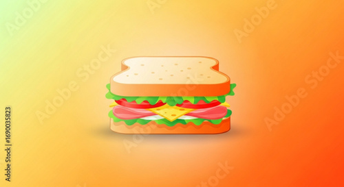 Delicious sandwich with ham cheese lettuce and tomato vector illustration for food blog and recipe website
