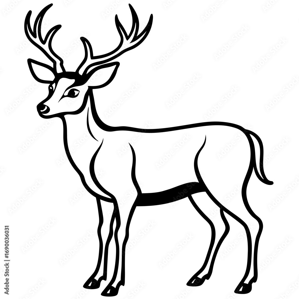 Obraz premium Graceful Deer Silhouette Elegant Wildlife Line Art Vector Design