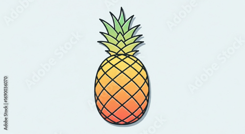 Pineapple fruit illustration tropical summer food drawing healthy diet vitamin c exotic fruit vector design art 100