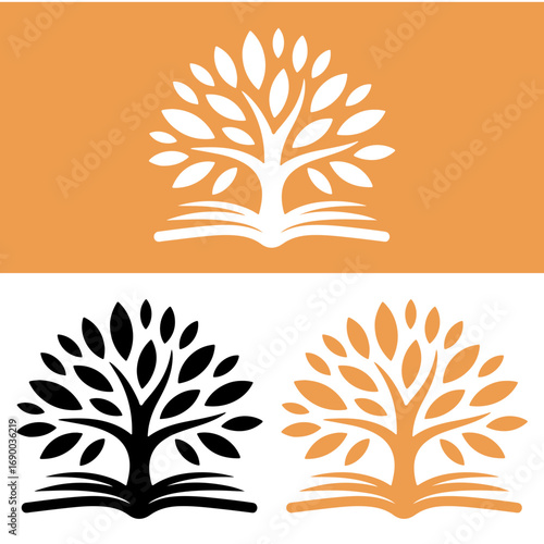 Tree of knowledge growing from an open book symbolizing education and wisdom Vector