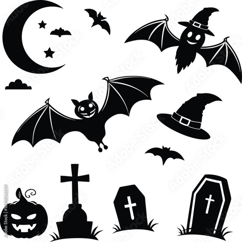 Collection of Happy Halloween Elements Illustration