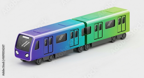 Colorful subway train illustration for transportation and public transit design projects and creative assets