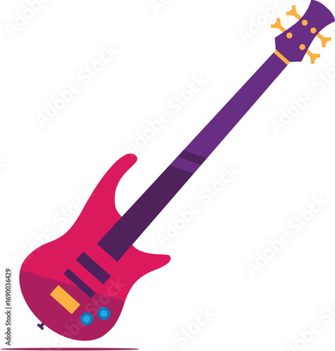 Vector set of acoustic and electric guitars in flat style