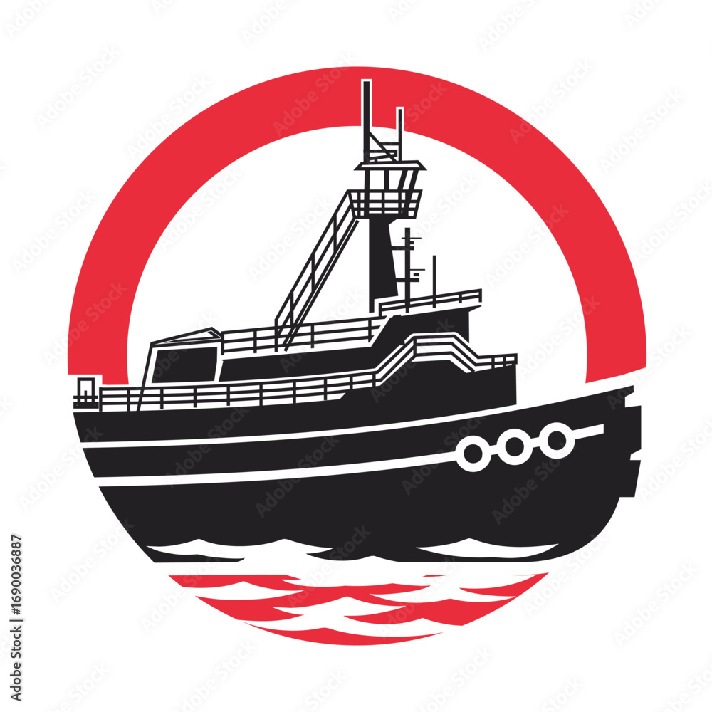 Obraz premium Modern Tug Boat Logo for Marine and Shipping Business