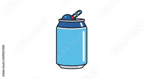 Illustration of a refreshing soda can drink with pull tab for beverage advertising and design projects use 100