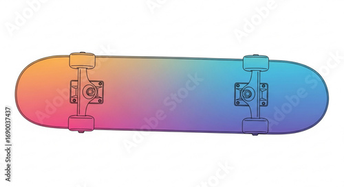 Gradient skateboard illustration for extreme sports enthusiasts and skateboarding equipment design projects