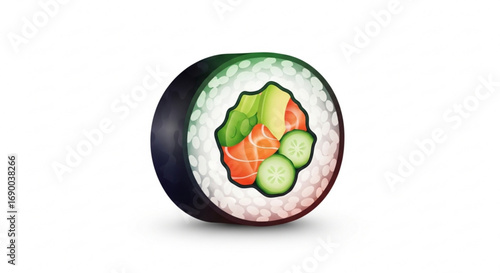 Delicious california roll sushi with salmon avocado and cucumber japanese cuisine food illustration vector art