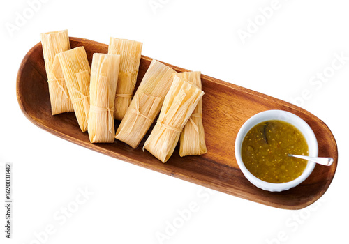 Foto mini cheese tamales with salsa verde