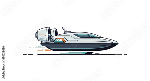 Explore the future with this hovercraft vector illustration futuristic vehicle design for innovative projects