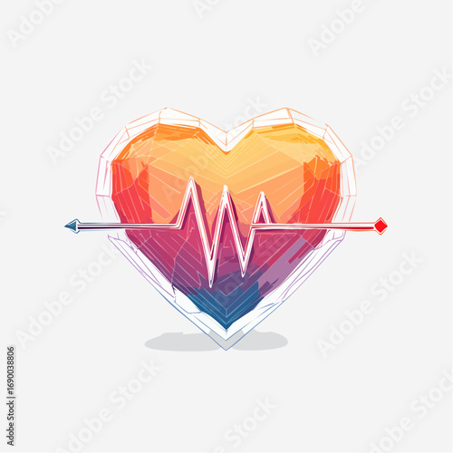 Heart illustration with a heartbeat line, perfect for healthcare and medical designs