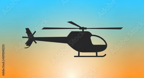 Helicopter silhouette vector image for transportation and travel design projects and aviation themed content