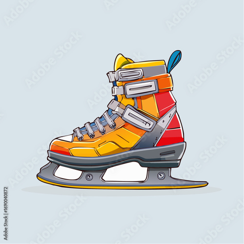 A colorful and modern ice skate illustration, perfect for winter sports themes, recreational activities, and athletic designs