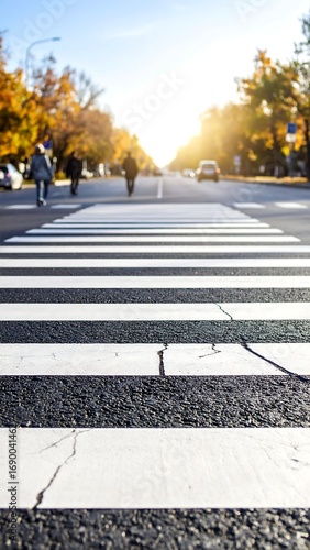 City crosswalk on a sunny autumn day