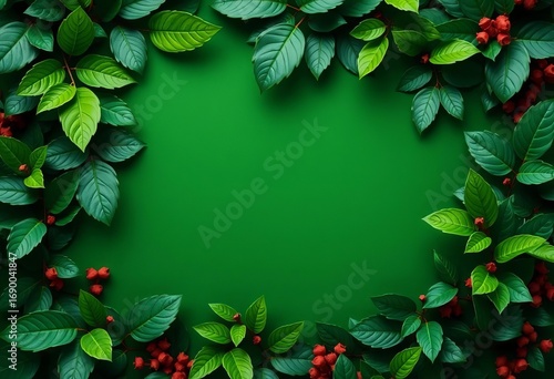 Wallpaper Mural Elegant wedding invitation mockup with lush green leaves and foliage ,  blank,  stationery Torontodigital.ca