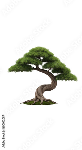 Ancient Bonsai Elegance: An intricately detailed and aesthetically pleasing bonsai tree, captured with a photorealistic illustration that radiates tranquility.