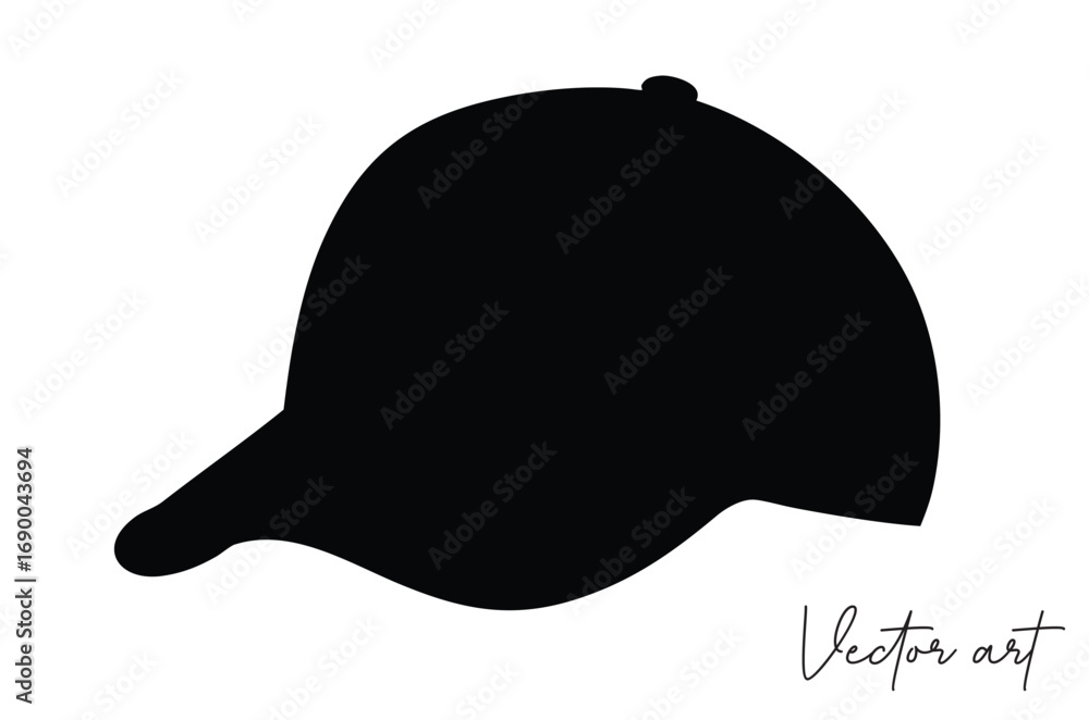 Fototapeta premium Baseball cap vector icon, Cap silhouette vector, Base ball cap vector silhouette vector