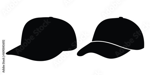 Baseball cap vector icon, Cap silhouette vector, Base ball cap vector silhouette vector