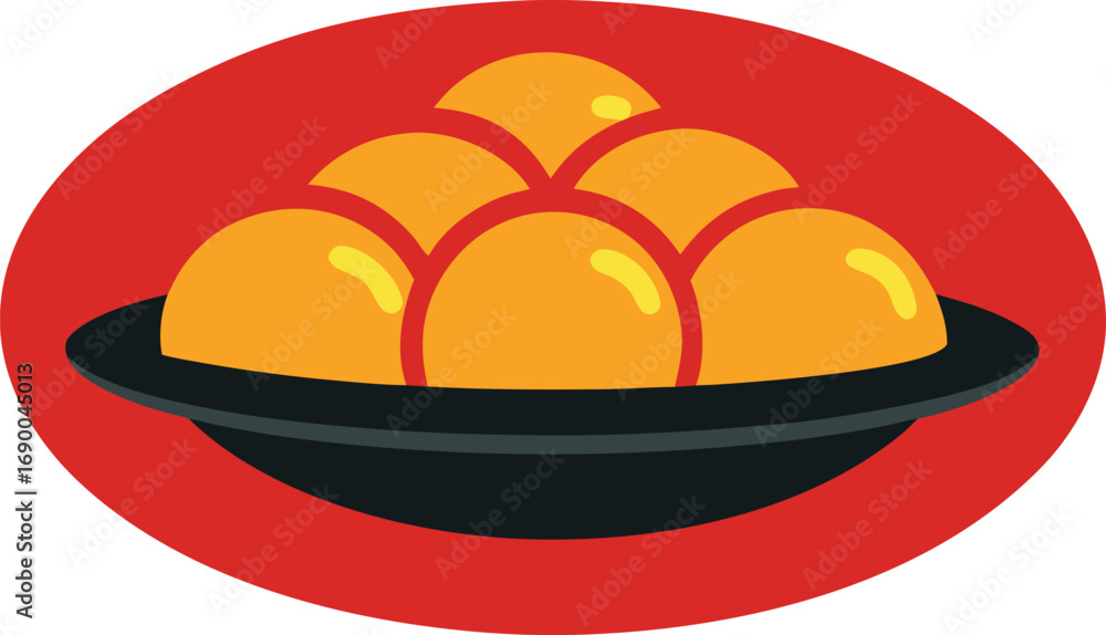 Icon of a pitha platter with multiple pithas served on a plate transparent background