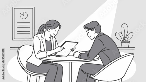 Business people reviewing document at meeting office work collaboration concept.