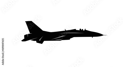 Silhouette of a Modern Military Jet Fighter Aircraft.