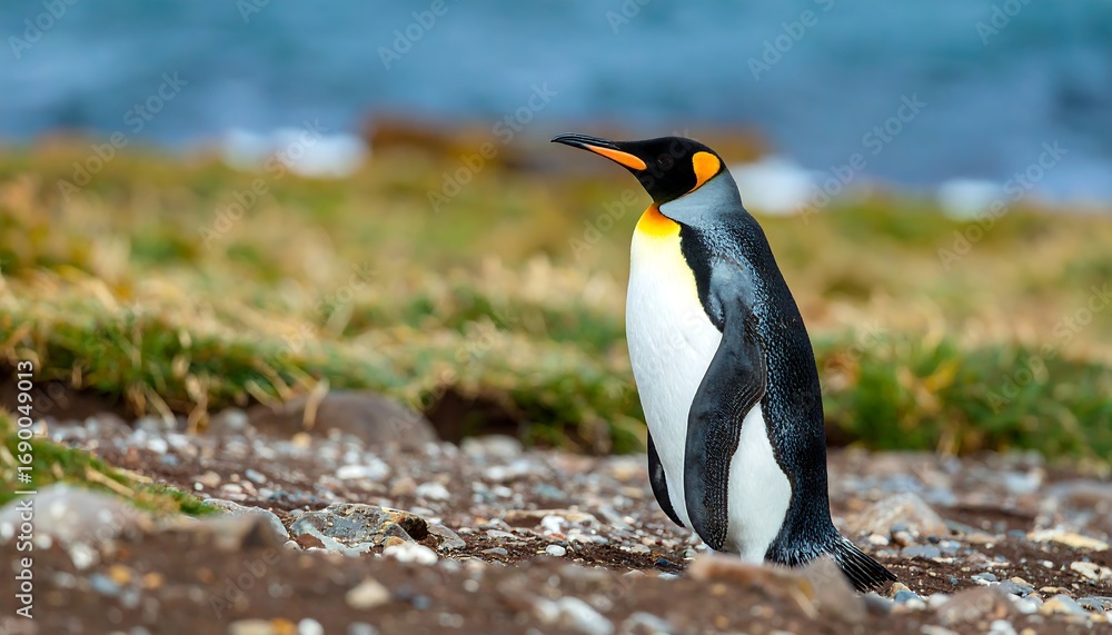 Fototapeta premium King Penguin on a rocky beach
