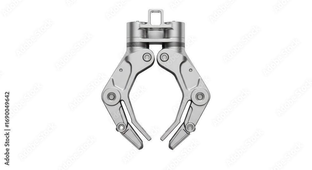 Obraz premium Robotic Gripper in Focus: This image shows a highly detailed robotic gripper, showcasing its industrial design and engineering precision.