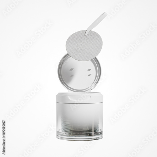 translucent Plastic Cosmetic Jars With Tweezers mockup, korean beauty skincare facial toner cotton pads packaging, cylindrical Wide Mouth Cream jar with Flip Cap, moisturizing hydrogel pad container