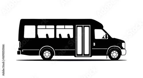 Silhouette of a Small Passenger Bus.