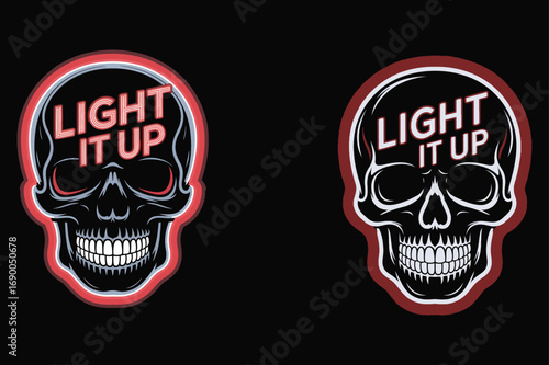 Neon skull graphic with text light it up