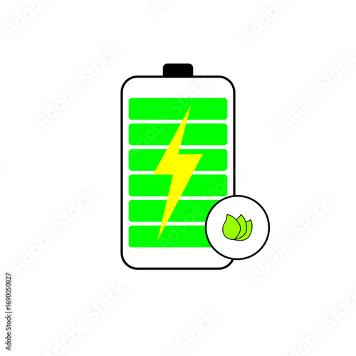 The green battery charging vector icon gives the impression of tremendous energy power.