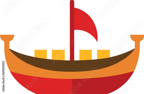 Ancient longboat icon nautical transportation symbol nautical history maritime adventure transparent background