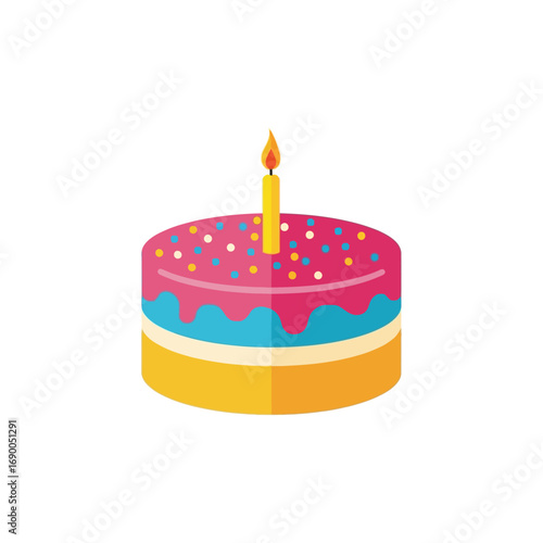 Festive Birthday Cake with Candle and Sprinkles