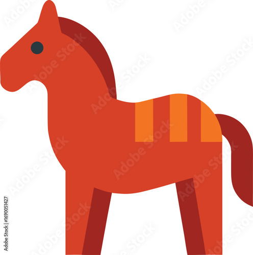 Traditional clay horse icon symbol classic folk art animal equine representation isolated object transparent background