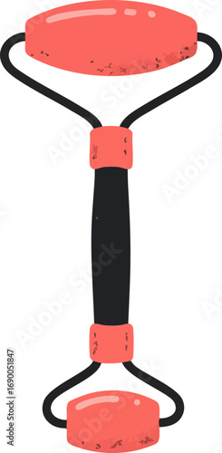 Pink Facial Roller Skincare Beauty Tool Icon Vector Illustration