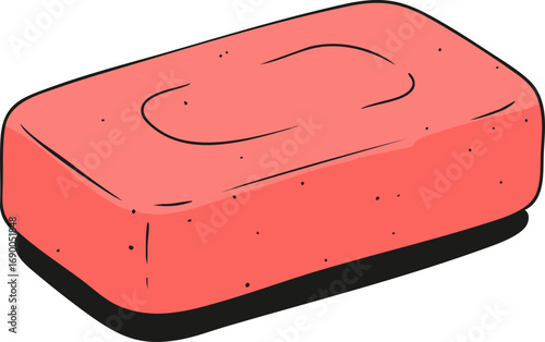 Coral Orange Hand Drawn Style Soap Bar Vector Graphic Element