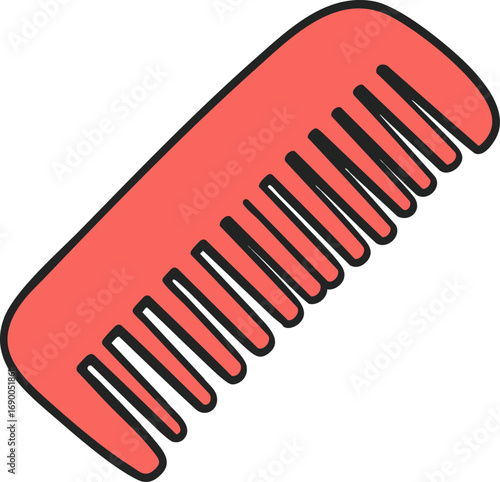 Orange Hair Comb Grooming Tool Simple Icon Design