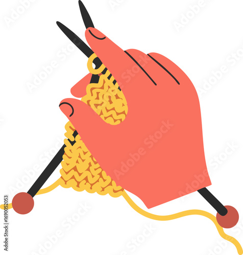 Hand Knitting Yarn Craft Hobby Creative Handmade Activity Flat Icon