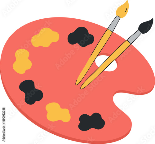 Colorful artist palette with paintbrushes for art and creativity