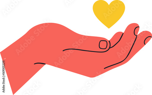 Hand holding heart symbol of love care and giving