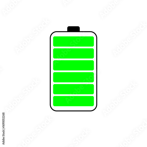 A vector illustration of a full battery icon with a green arrow depicts an ambitious technology.