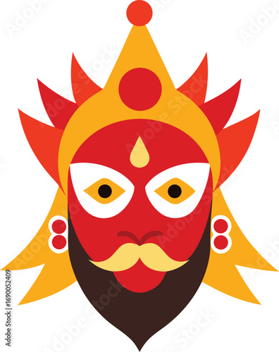 Traditional jatra mask icon symbolizing cultural heritage and performing arts artistry transparent background