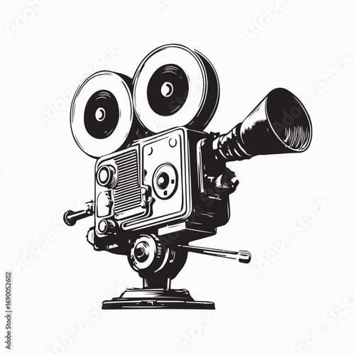Vintage Movie Film Camera Retro Style image vector isolated on white background