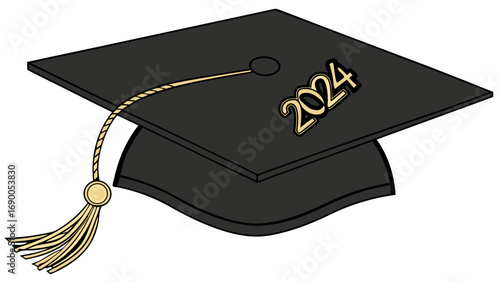 Graduation cap 2024 academic achievement ceremony graduation hat mortarboard tassel cap and gown college graduation high school graduation university graduation education success achievement celebrat.