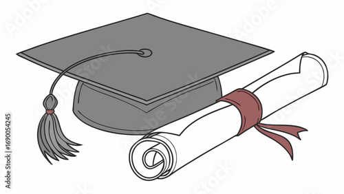 Graduation cap and diploma academic achievement education success degree certificate graduation ceremony school university college learning knowledge wisdom celebration accomplishment success achieve.