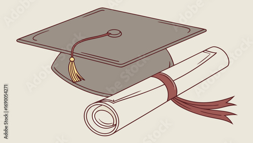 Graduation cap and diploma academic achievement education success university degree college graduation academic ceremony learning concept knowledge scholarship education symbol graduation illustratio.