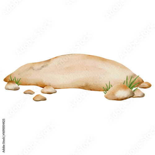 Watercolor Sand Grass Landscape Illustration