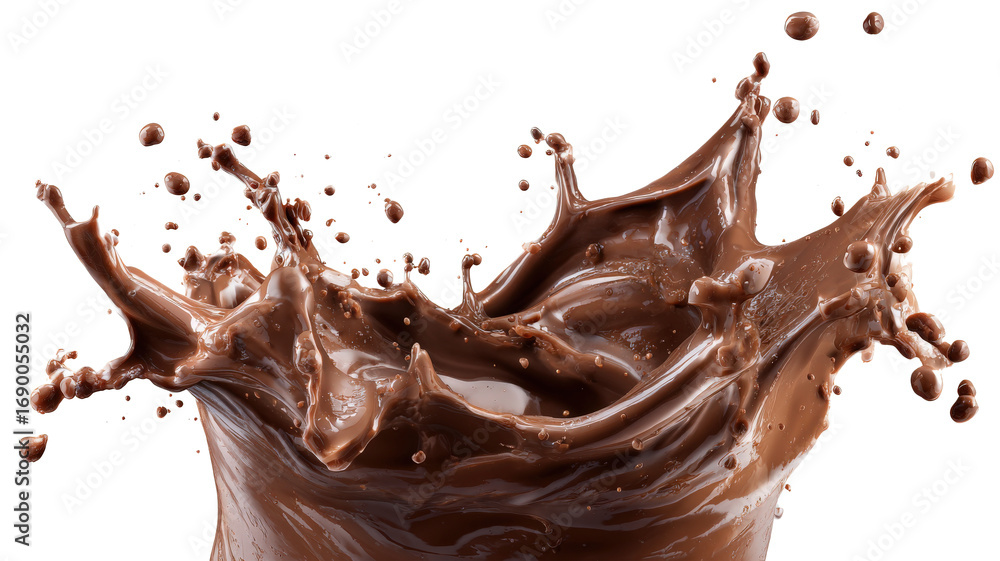 Fototapeta premium Brown chocolate splash isolated on a white background