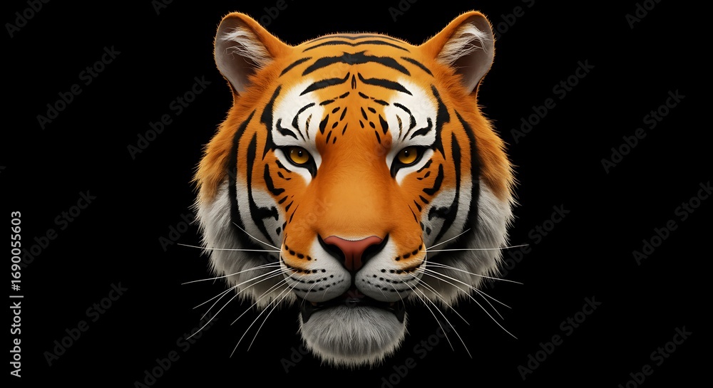 Fototapeta premium Front view of animal isolated on black background. Wildlife photo concept