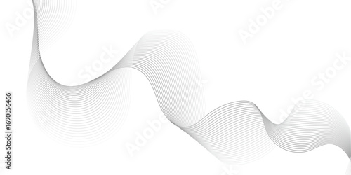 Dynamic minimal smoke wave sound line. Abstract glowing white blend line smooth flow soundwave curve energy gradient vector futuristic digital outline line science design.	