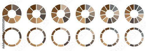 Pie chart set. Colorful diagram collection. Circle pie chart diagram. Pizza or flower round cycle set. eps 10